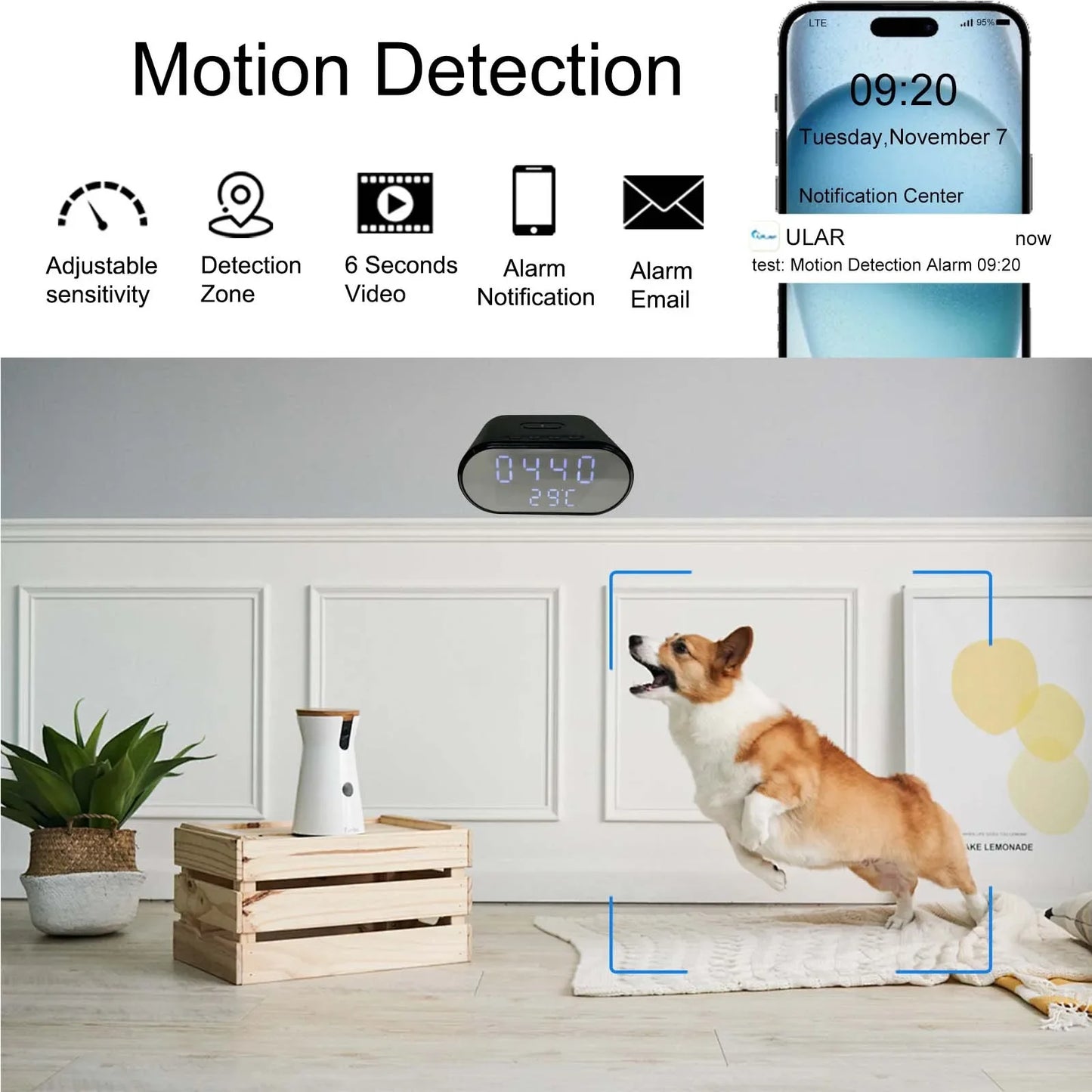 Smart 4K HD WiFi Clock Camera with Motion Detection