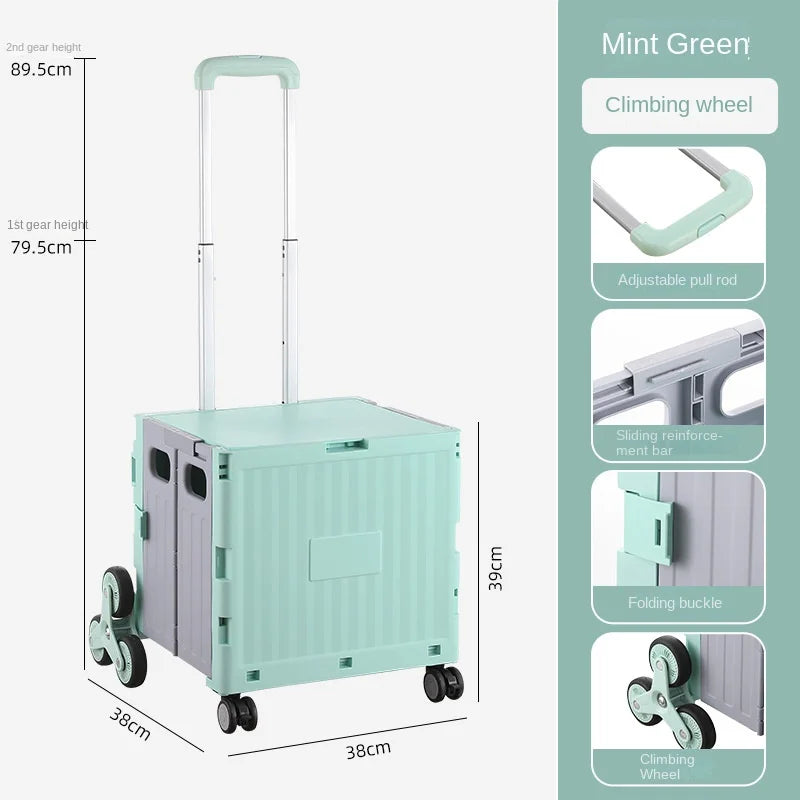 Foldable Camping Trolley Storage Box with Wheels