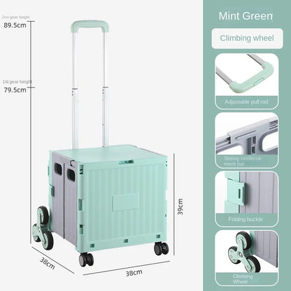 Foldable Camping Trolley Storage Box with Wheels