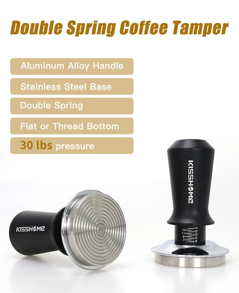 30lb Calibrated Coffee Tamper with Double Spring for Espresso Portafilters