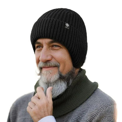Men’s Winter Knitted Peaked Hat & Neck Warmer Set