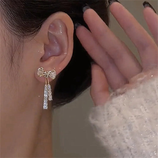 Bow Crystal Zircon Earrings