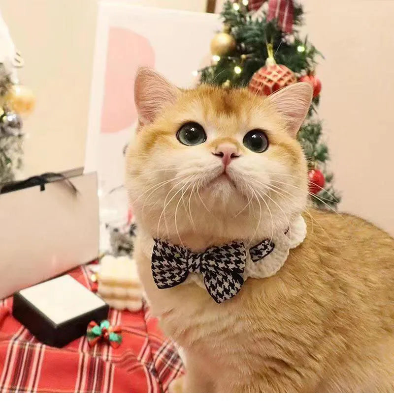 Cute Crocheted Cat Bow Tie Collar