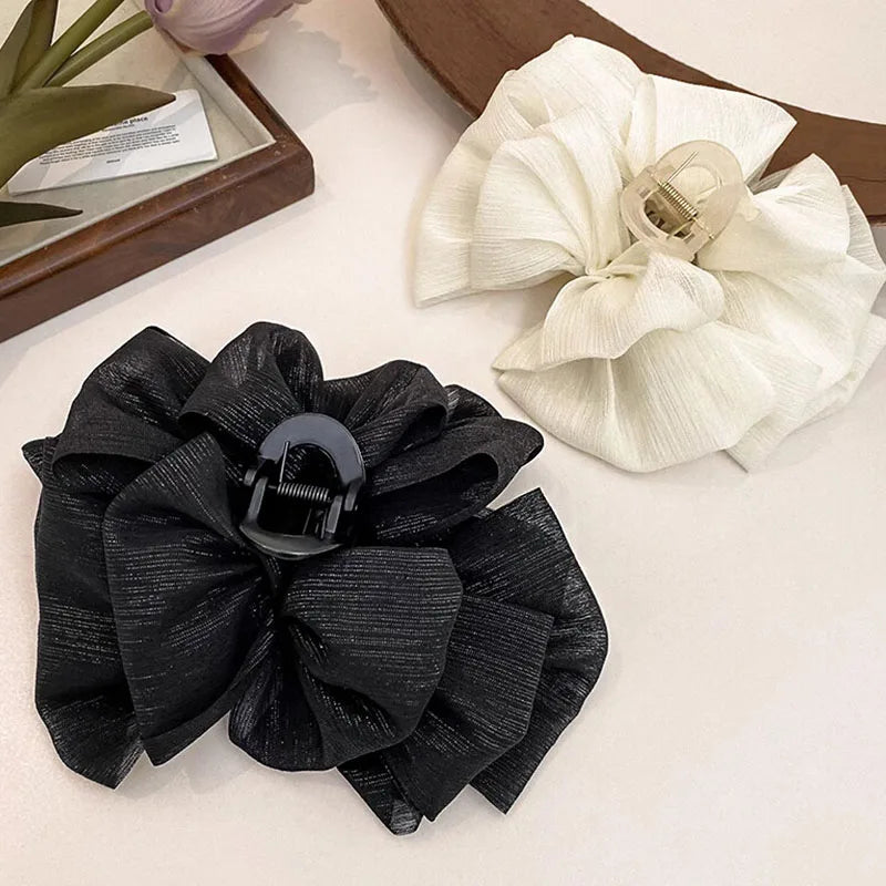 Three Layer Chiffon Bow Hair Claw Clip