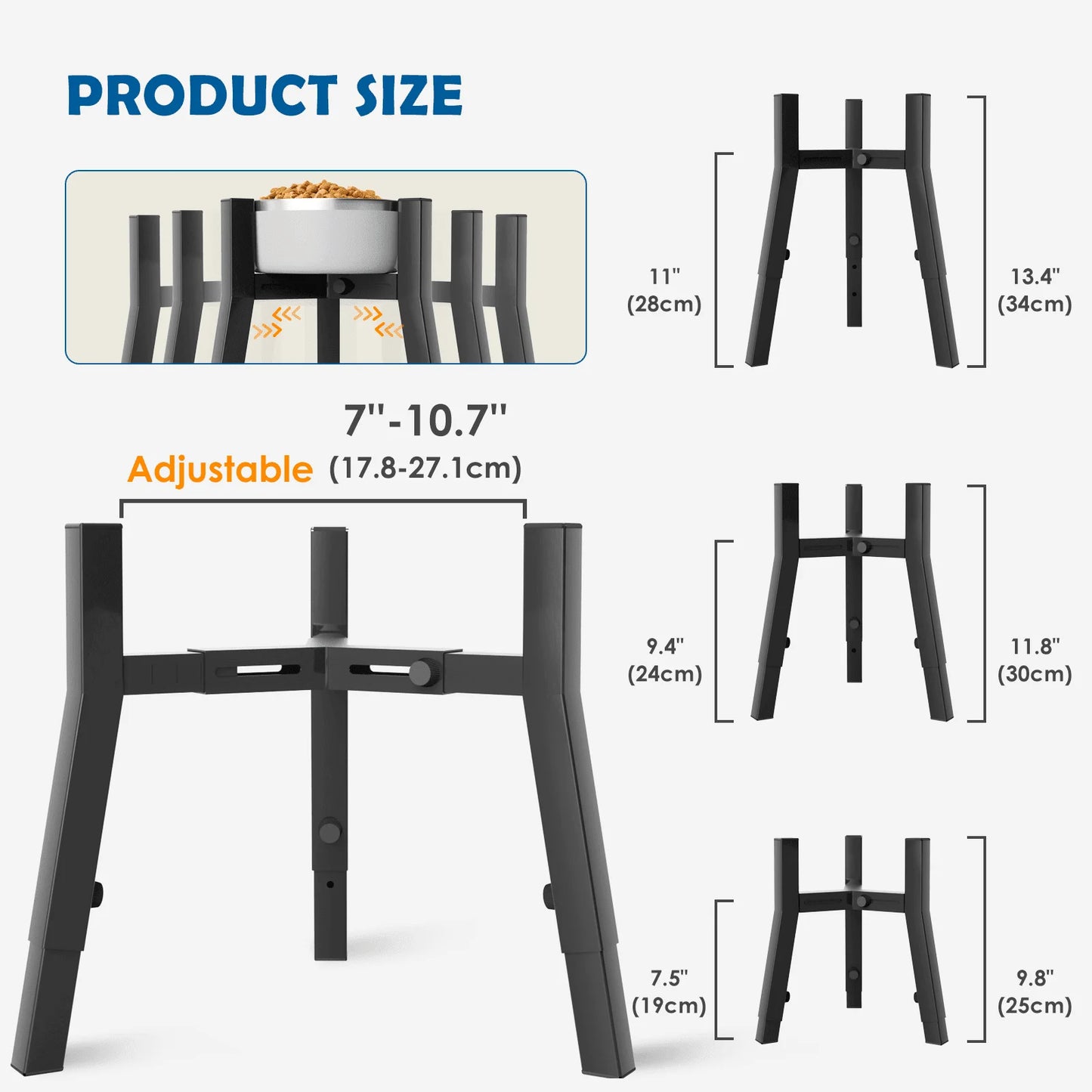 Adjustable Raised Dog Bowl Stand for Medium to Extra Large Dogs