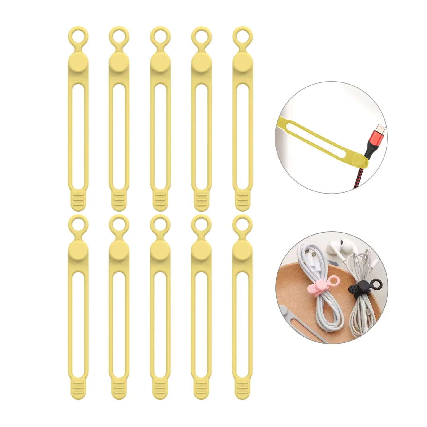 Reusable Silicone Cable Ties for Cord Management & Travel Organization