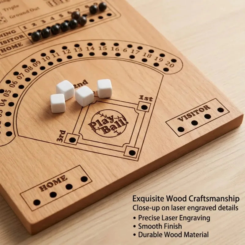 Wooden Baseball Dice Board Game