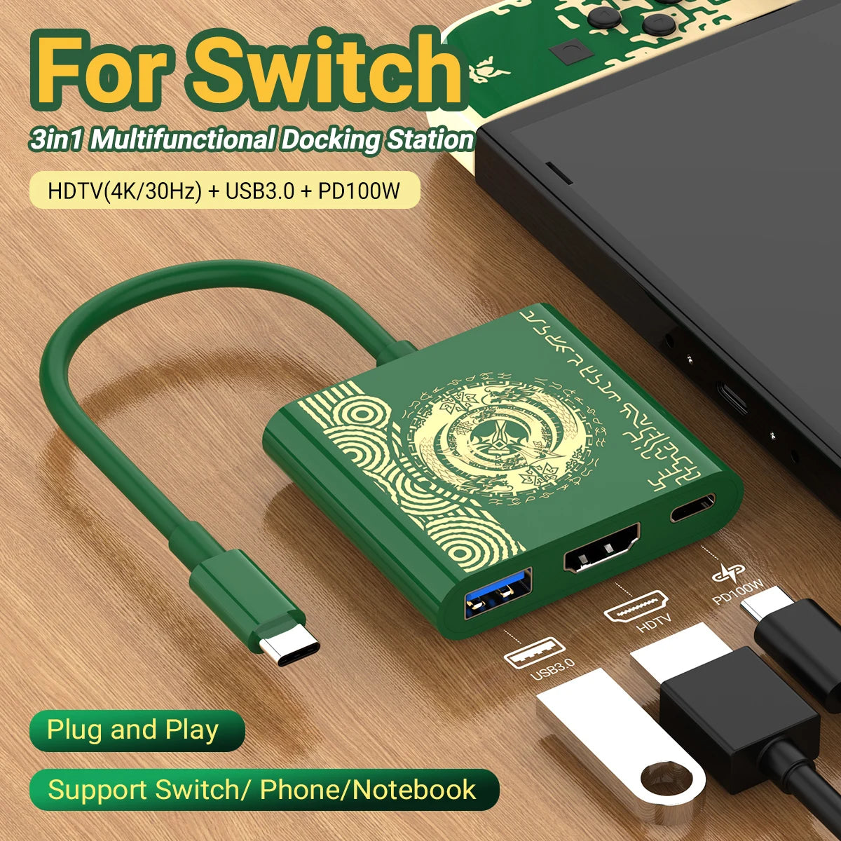 PD100W USB-C Game Docking Station with 4K HDMI Output