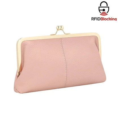Genuine Leather Kiss Lock Wallet
