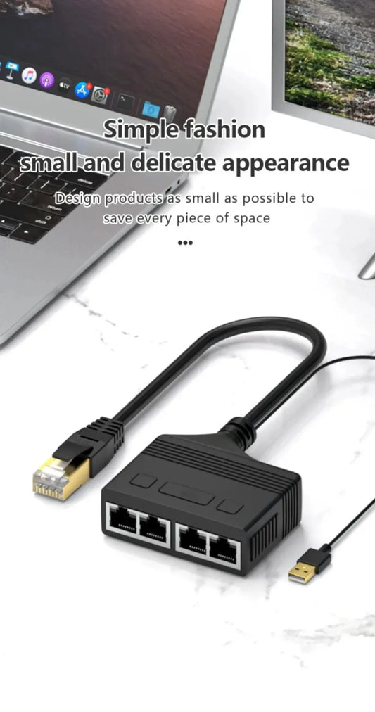 1-to-4 RJ45 Ethernet Network Splitter Adapter