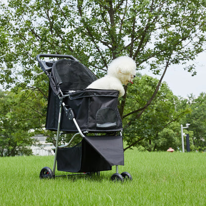 3-Wheel Foldable Pet Stroller for Dogs & Cats