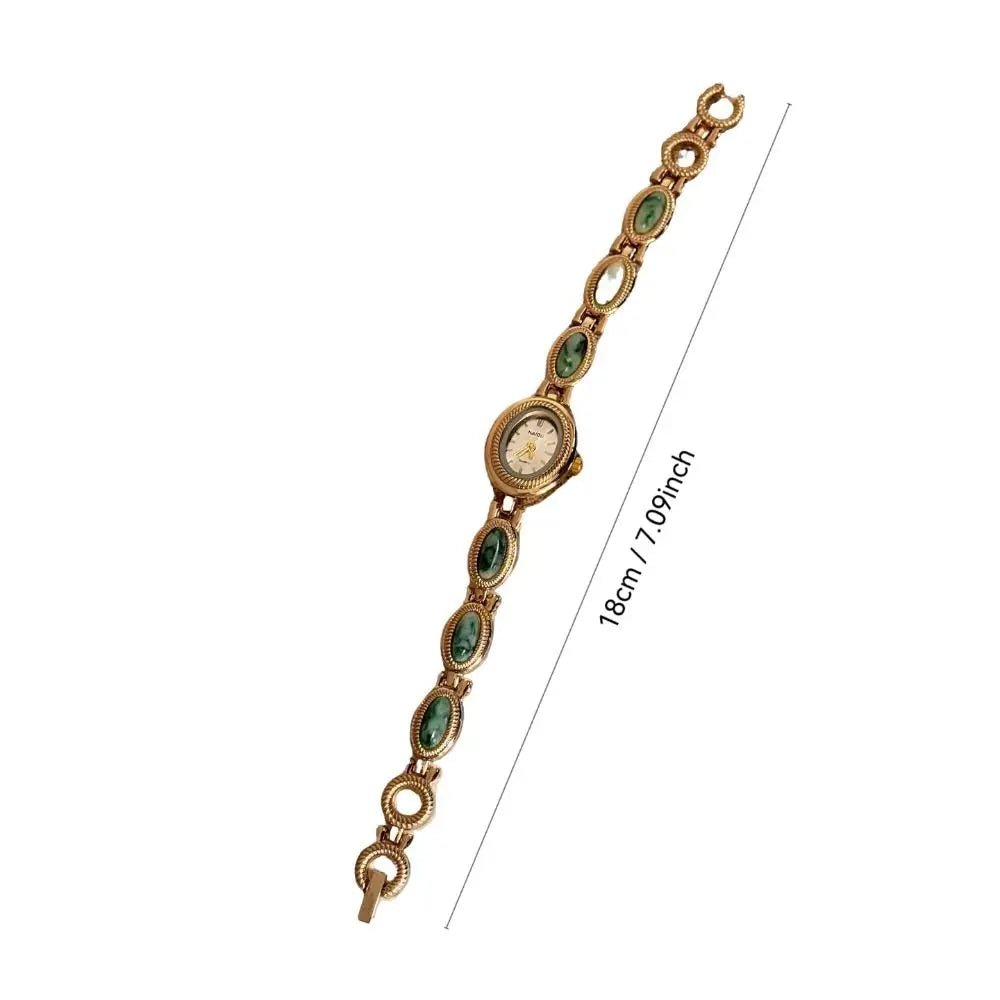 Oval Gemstone-Style Quartz Bracelet Watch