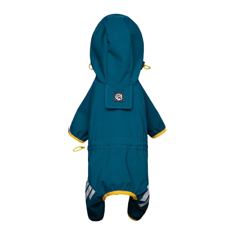 Full-Body Waterproof Dog Overalls with Reflective Strips & Hood