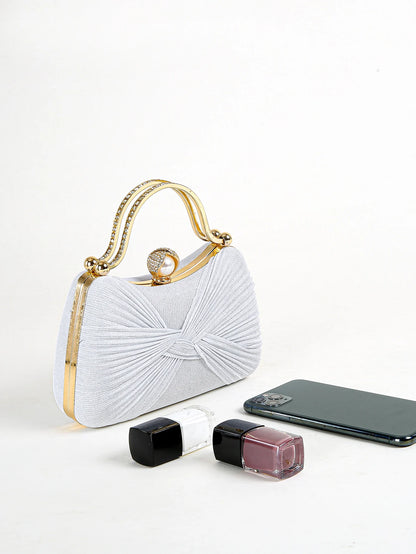 Ruched Glitter Evening Clutch Bag
