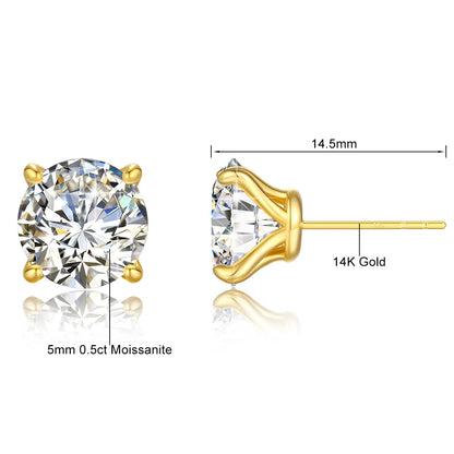 14K Gold Moissanite Stud Earrings