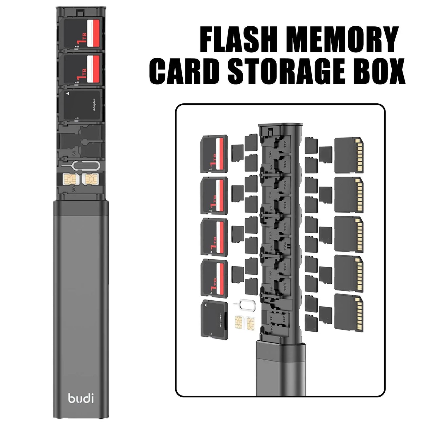 Portable Aluminum Memory Card Storage Case
