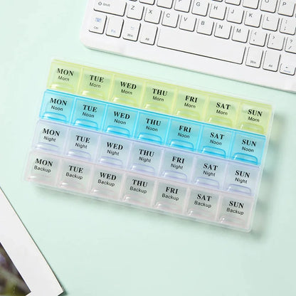 7 Day Pill Organizer Box 28 Compartments