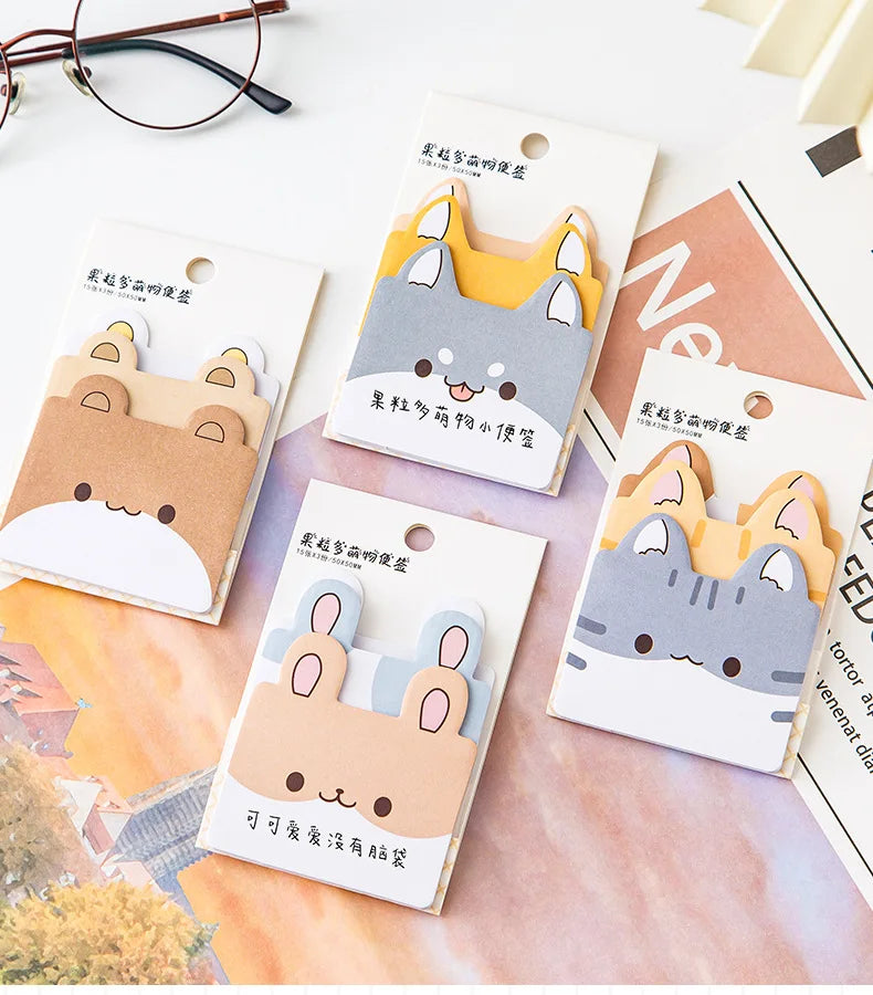 Kawaii Cartoon Animal Sticky Notes
