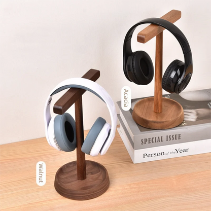 Walnut Wood Headphone Stand with Anti-Scratch Holder