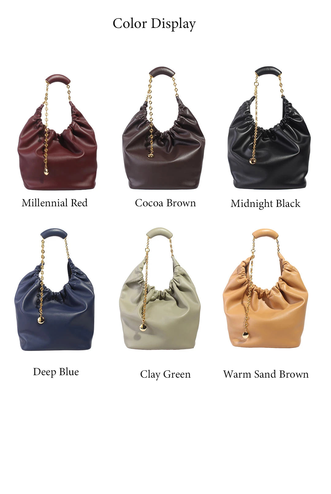 Genuine Leather Cloud Bucket Shoulder Bag