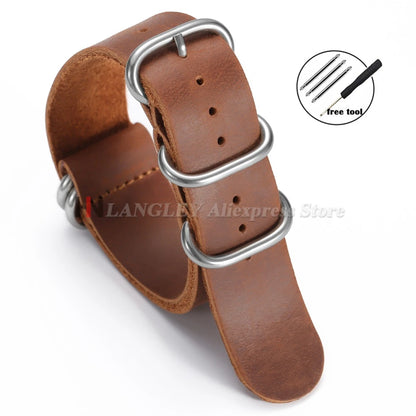 Vintage Genuine Leather Watch Strap 18mm 20mm 22mm