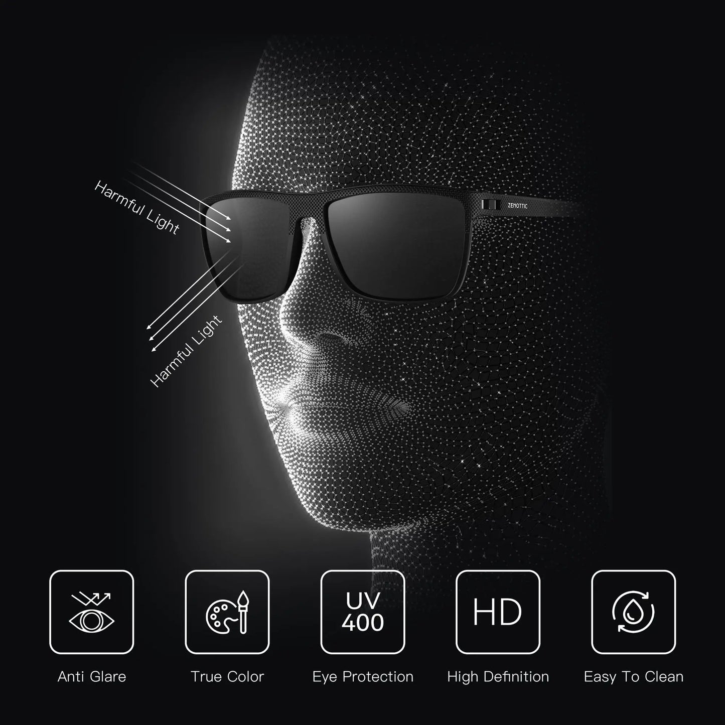 ZENOTTIC Retro Square Polarized Sunglasses