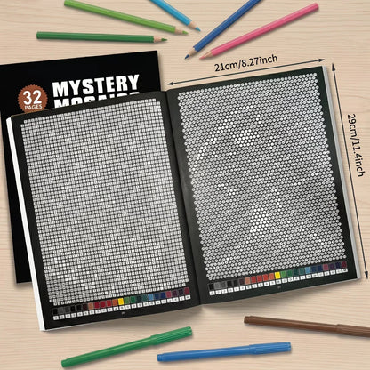 Mystery Mosaics Color by Number Book – 32 Page Pixel Art Coloring Workbook