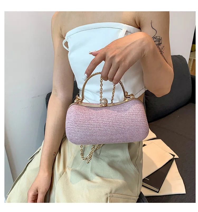 Heart-Shaped Evening Clutch Bag with Chain Strap