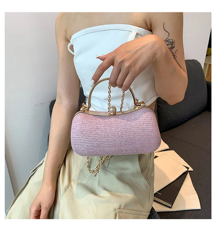 Heart-Shaped Evening Clutch Bag with Chain Strap
