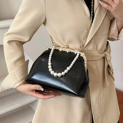 Luxury Pearl Chain Minaudière Shoulder Bag
