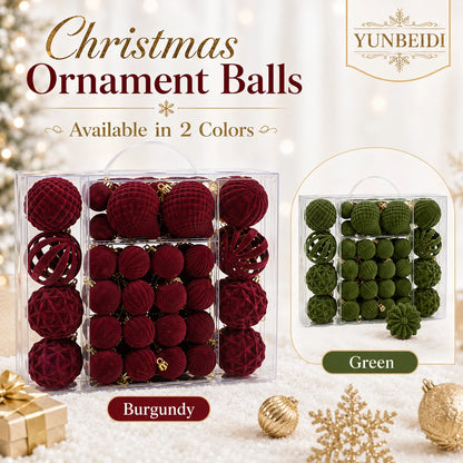 48-Piece Velvet Christmas Bauble Set