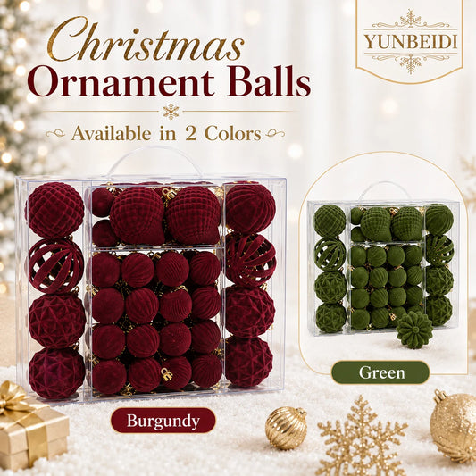 48-Piece Velvet Christmas Bauble Set