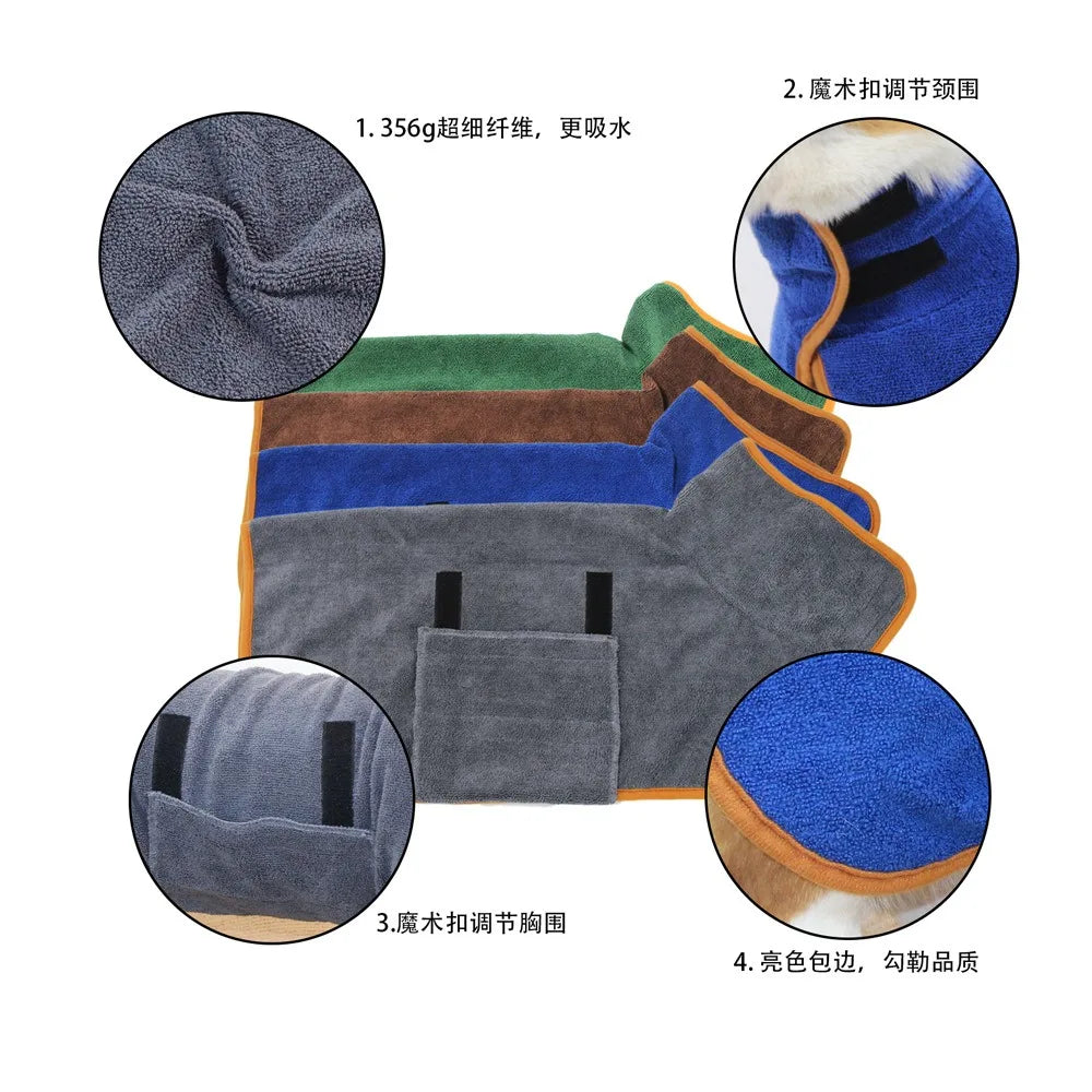 Quick-Dry Absorbent Dog Bathrobe