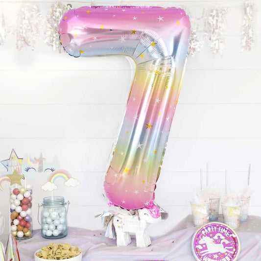 40inch Rainbow Color Number Foil Balloons