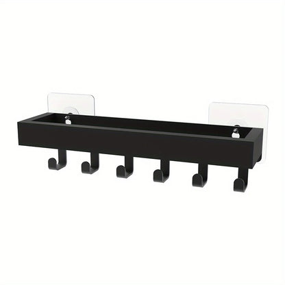 Wooden Wall Key Holder with Shelf & 6 Hooks