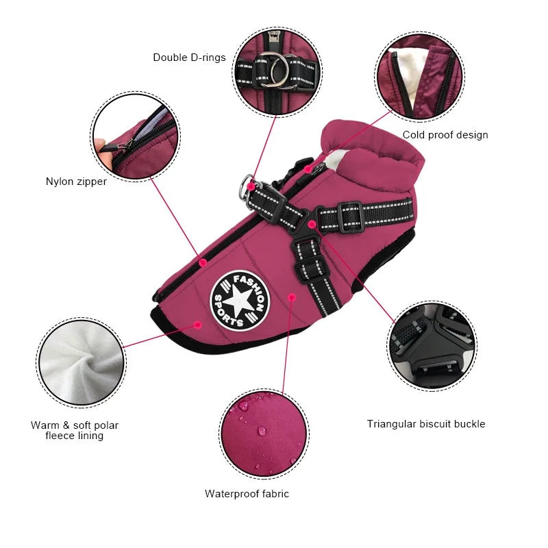 Waterproof Dog Winter Harness Coat