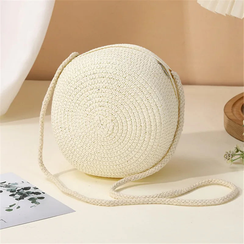 Woven Straw Crossbody Handbag