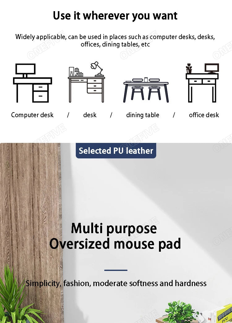 Large PU Leather Desk Mat & Mouse Pad