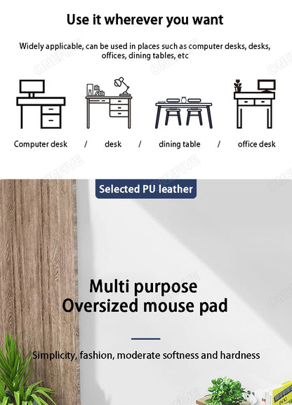 Large PU Leather Desk Mat & Mouse Pad