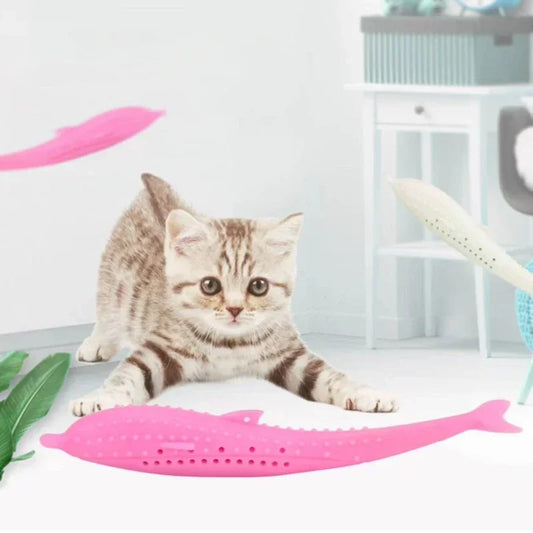 Interactive Fish-Shaped Silicone Cat Toy for Dental Care