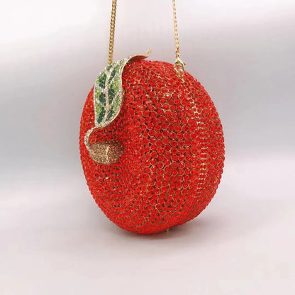 Pumpkin Orange/Champagne Crystal Clutch Bag