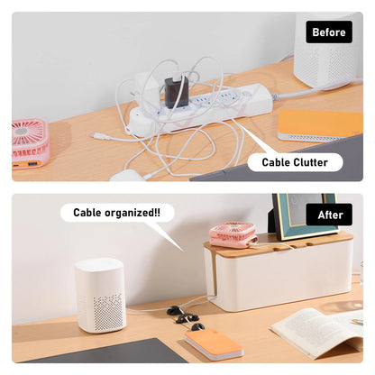 Large Wooden Style Cable Management Box Organizer