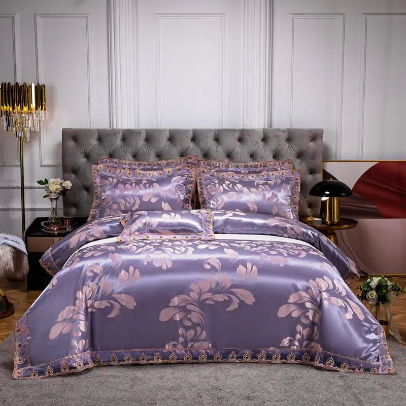 Jacquard Satin Soft Duvet Cover Set