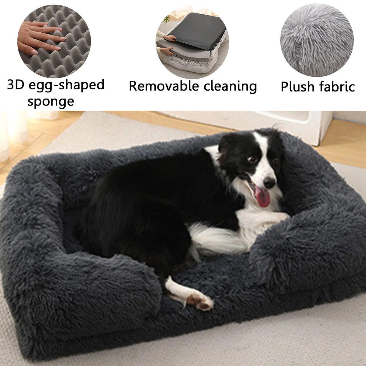 Orthopedic Plush Bolster Dog Bed