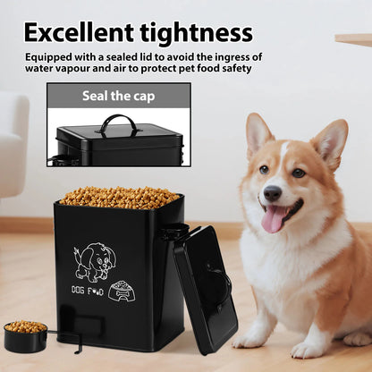 Stainless Steel Pet Food Storage Container with Lid & Scoop
