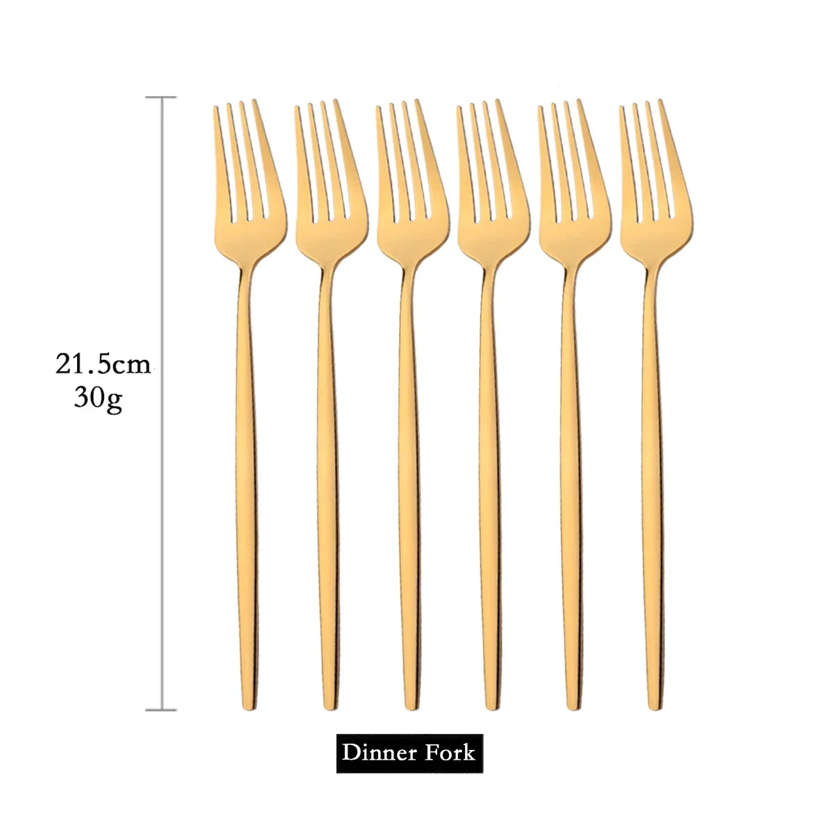 PINKTEN 6-Piece Gold Stainless Steel Dinner Fork Set