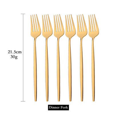 PINKTEN 6-Piece Gold Stainless Steel Dinner Fork Set
