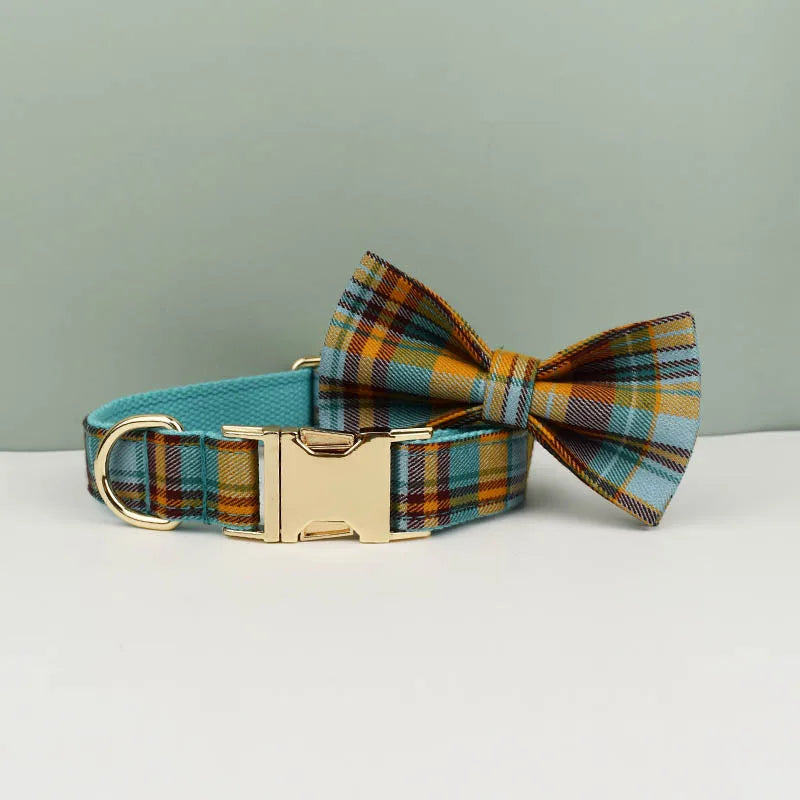 Personalized Plaid Dog Collar, Harness & Leash Set