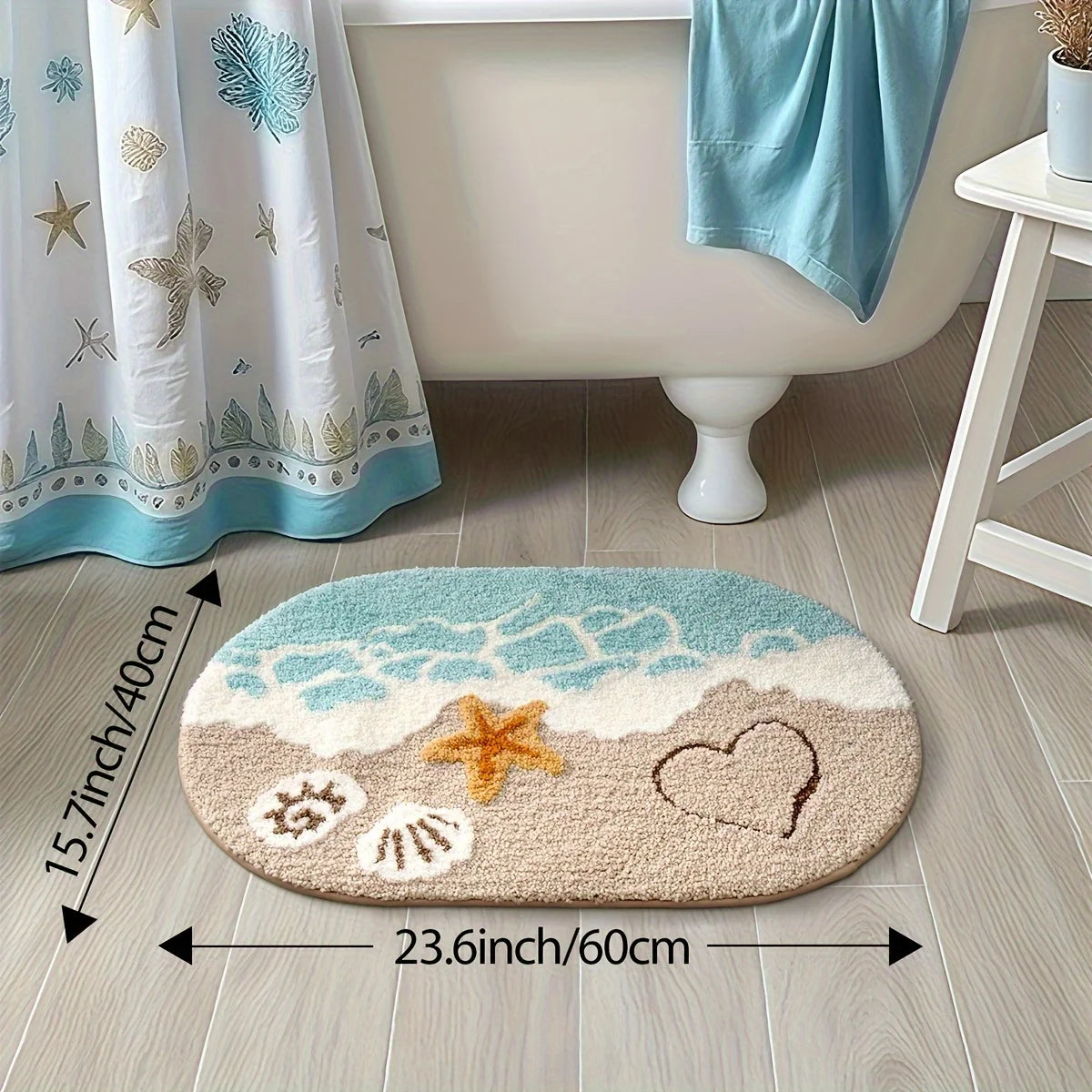 Ocean-Themed Plush Bathroom Mat