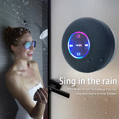 Portable Waterproof Bluetooth Speaker with Suction Cup & LED Lights